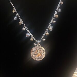 Silver and Gold Paw Charm Necklace